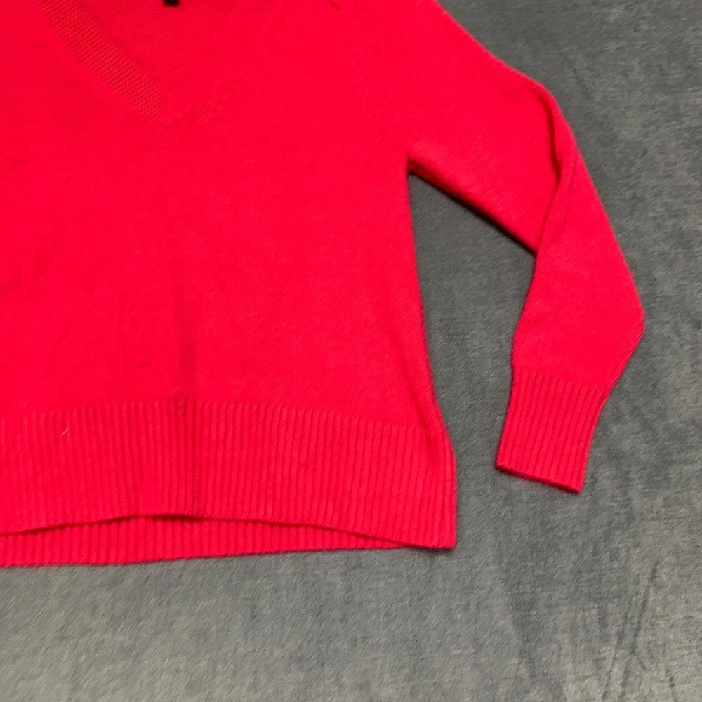 Banana Republic Sweater Womens XS Red V-Neck Ribbed Hem Long Sleeve Pullover